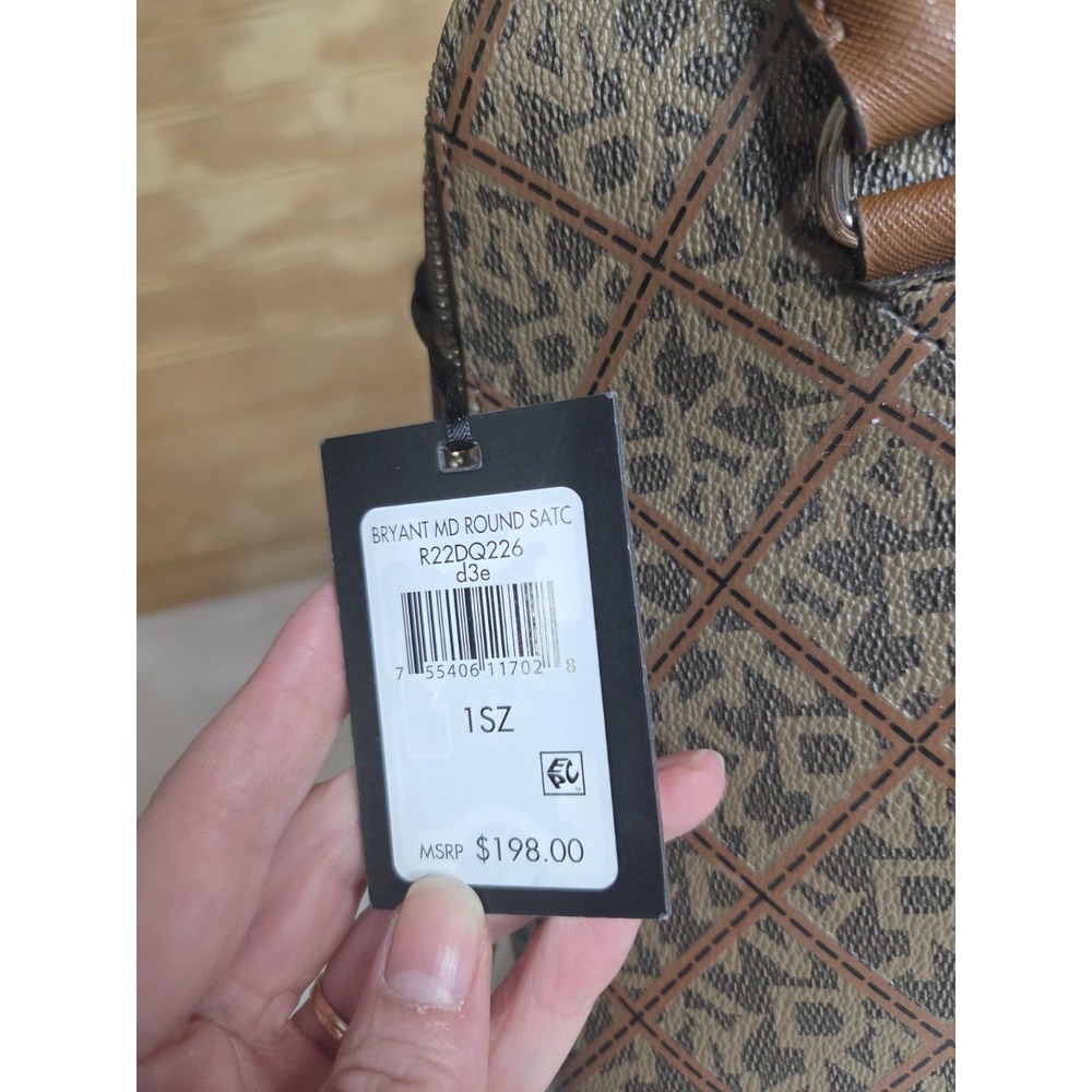 DKNY "Bryant" Dome Satchel In Monogram Brown New with Tag Bag Purse - Picture 4 of 5